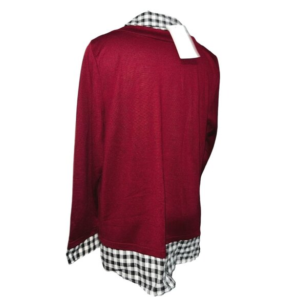 BloomChic Pullover Collared Sweater Blouse Sz 26 (4XL) Womens Red & Black - Picture 2 of 7